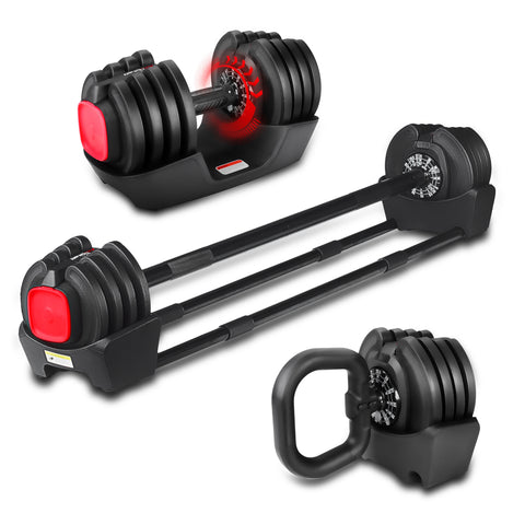 3in1 Adjustable Dumbbell/Kettlebell/Barbell Set (2-43lbs) - Elevate Your  Home Workouts – Fitness Avenue