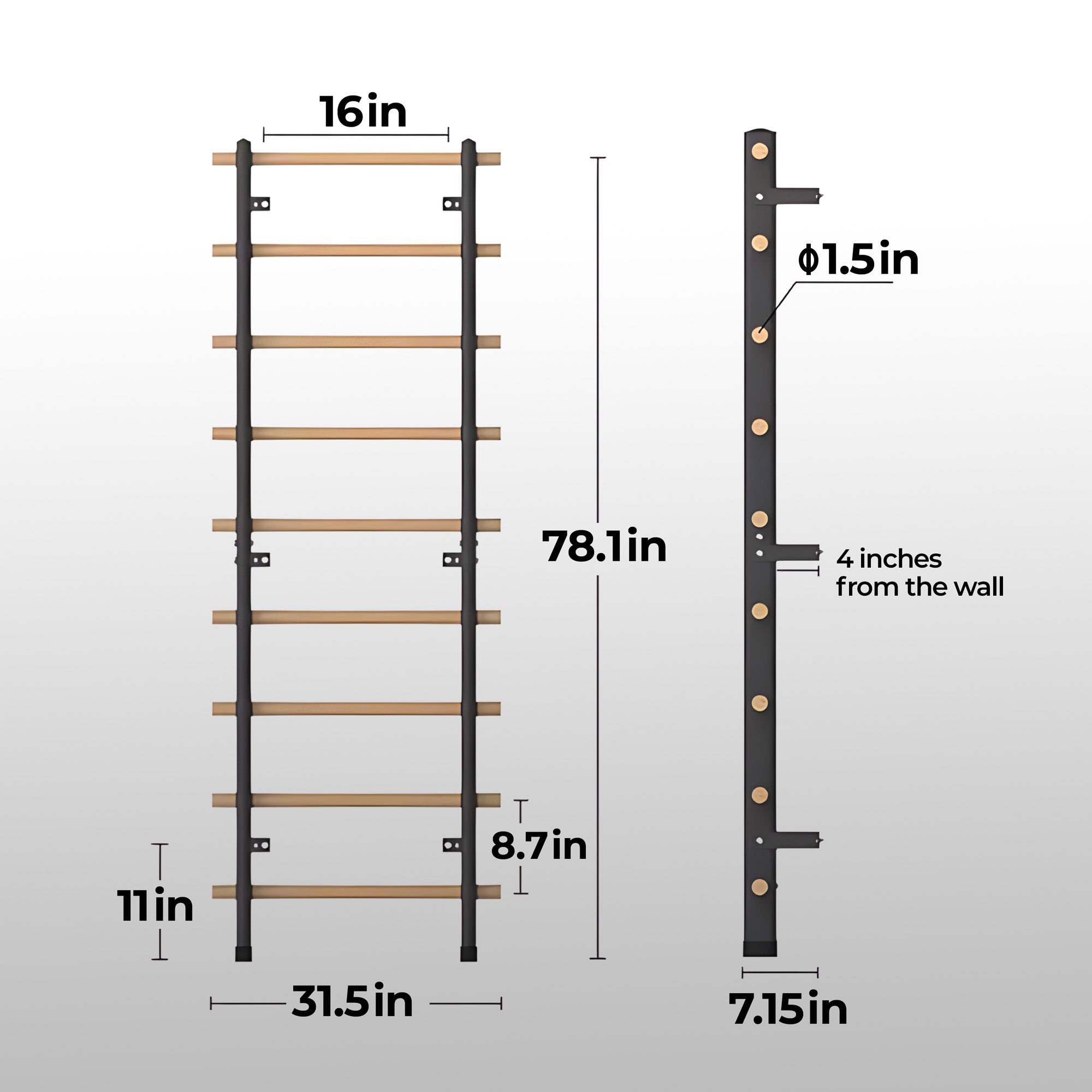 SpaceSmart Swedish Ladder 1.0 Multifunctional Wall Bars for All Fitness Levels Fitness Avenue