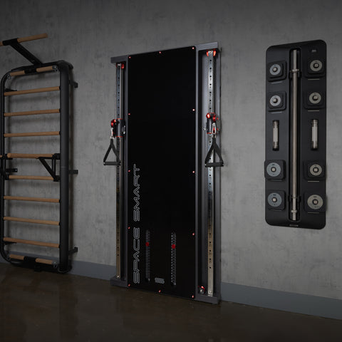 SpaceSmart Wall-Mounted Functional Trainer - Double Stack , Black