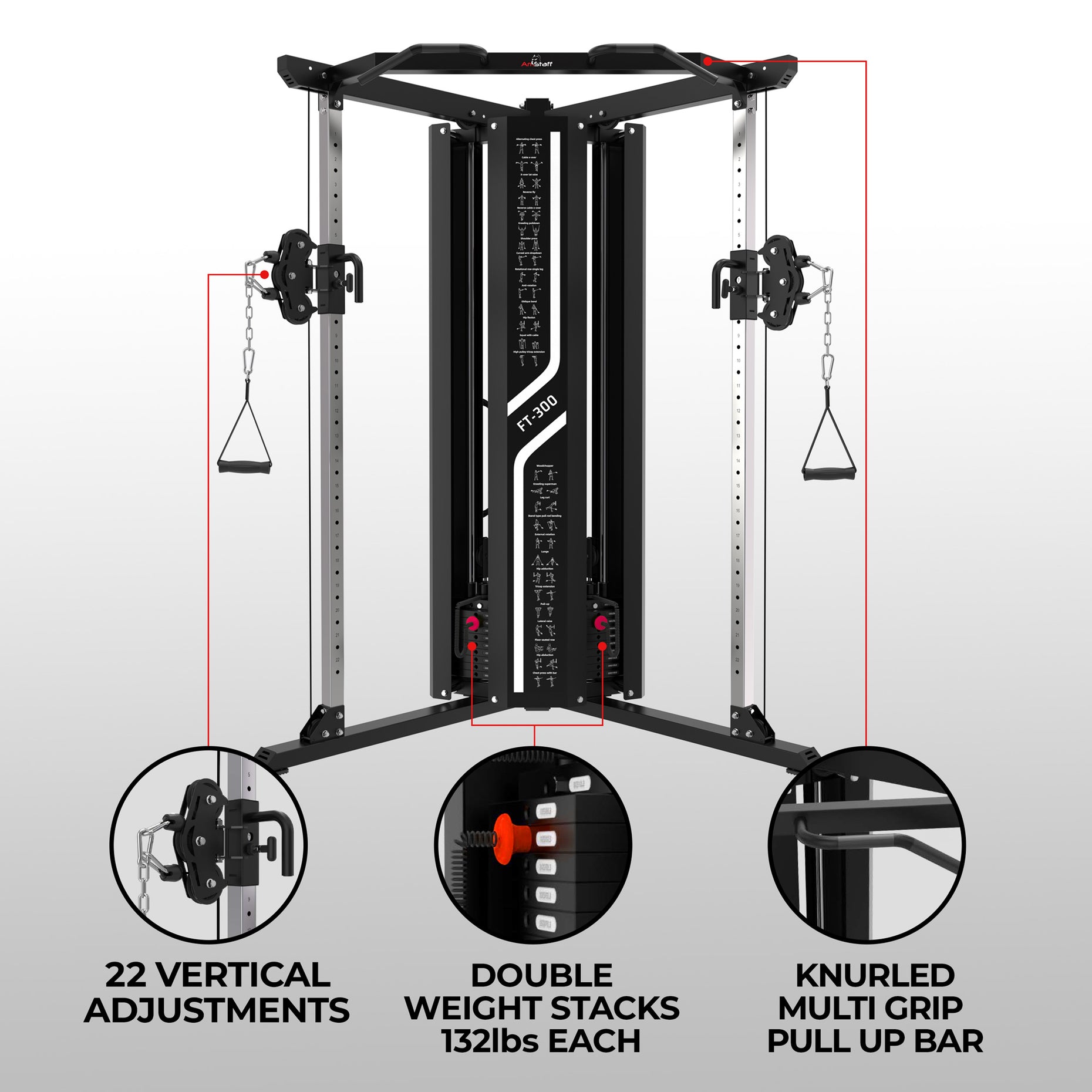 Amstaff Fitness FT-300 Functional Trainer - Interchangeable Ratio ...