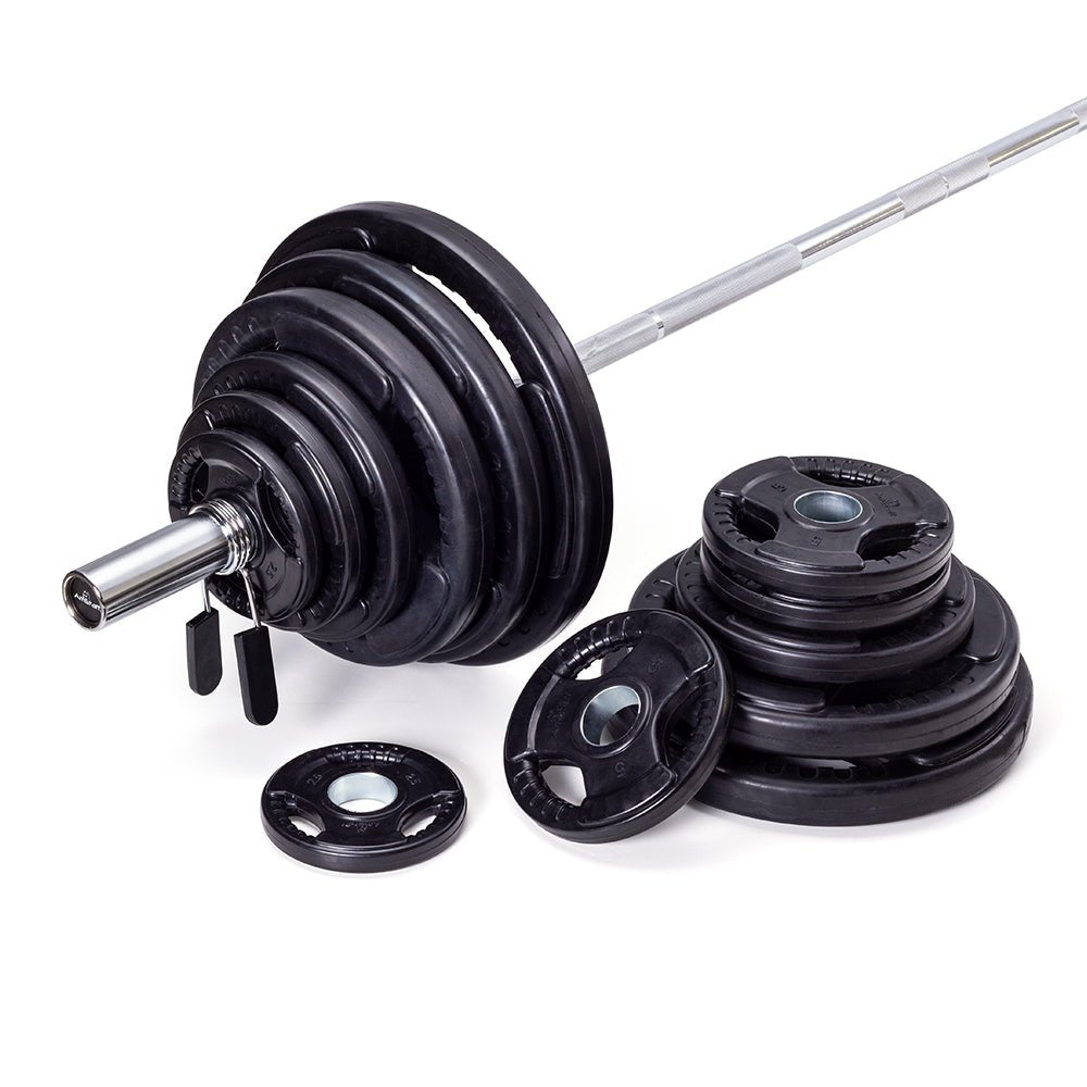 300lbs Virgin Rubber Grip Olympic Weight Set Plates 2