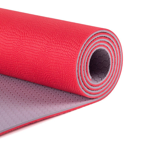 POWRX Yoga Mat TPE with Bag, Exercise mat for workout, Non-slip large Ros